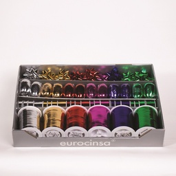 [893399] BANDEJA POLIPROPILENO METALIZADO 24 BARRILETES - 16 COCAS A-15mm. - 22 ROLLOS DE CINTA A-13/19/31mm. 10m. - 6 CARRETES CINTA A-05mm. 250m.